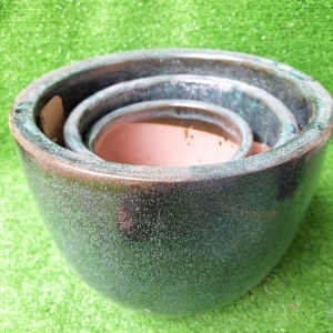 Chậu Sứ Tròn Xanh  bộ 3