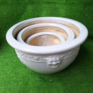 Chậu Sứ Sen Trắng Bộ 3