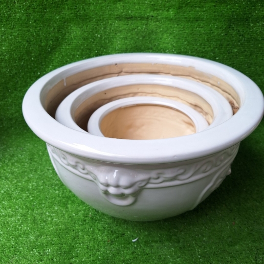 Chậu Sứ Sen Trắng Bộ 3